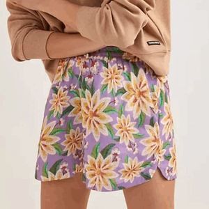 Farm Rio Lagoon Lavender Floral Pull-On Shorts Women's Size Small